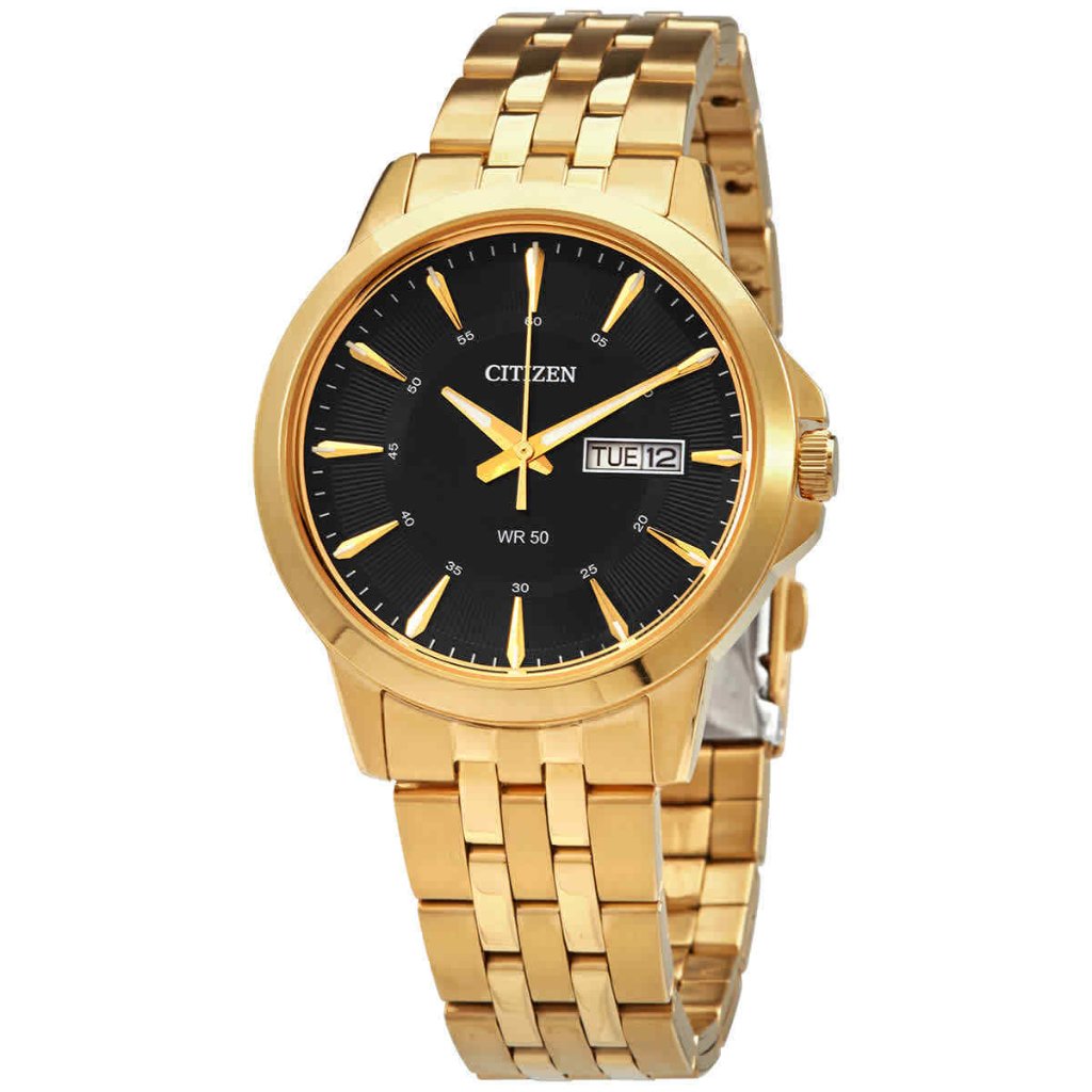 18k Gold Plate Mens Citizen Black Dial Yellow Mens Watch 18k Gold Plate Mens Citizen Black Dial Yellow Mens Watch